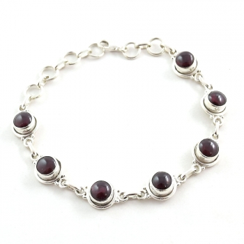 Maroon garnet cabochon gemstone sterling silver bracelet jewellery